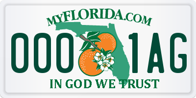 FL license plate 0001AG