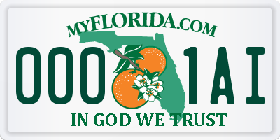 FL license plate 0001AI