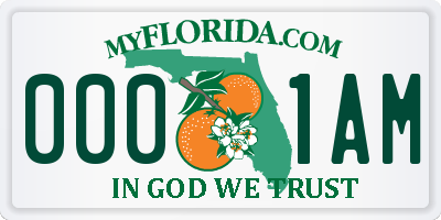 FL license plate 0001AM