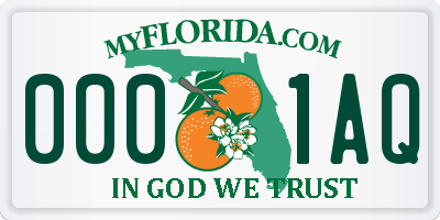 FL license plate 0001AQ