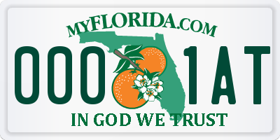 FL license plate 0001AT