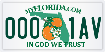 FL license plate 0001AV