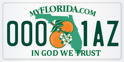 FL license plate 0001AZ
