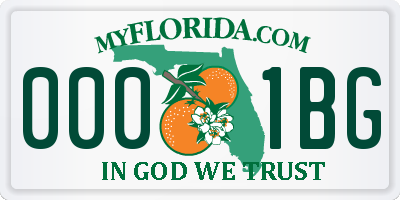 FL license plate 0001BG