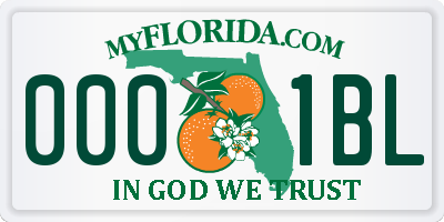 FL license plate 0001BL