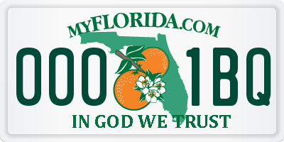 FL license plate 0001BQ