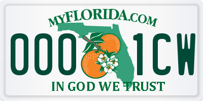 FL license plate 0001CW