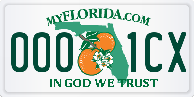 FL license plate 0001CX
