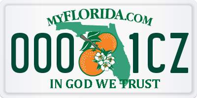 FL license plate 0001CZ