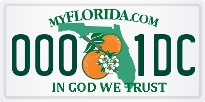 FL license plate 0001DC