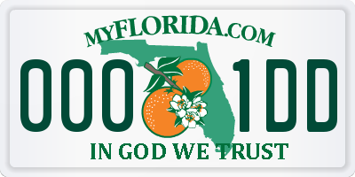 FL license plate 0001DD