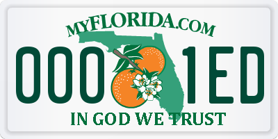 FL license plate 0001ED
