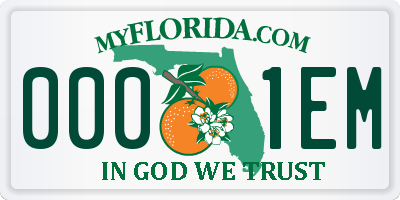 FL license plate 0001EM