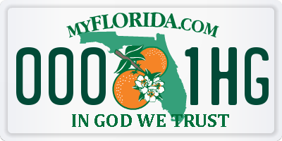 FL license plate 0001HG