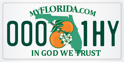FL license plate 0001HY