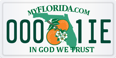 FL license plate 0001IE