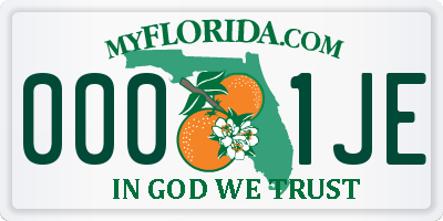 FL license plate 0001JE
