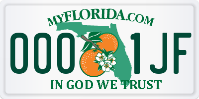 FL license plate 0001JF