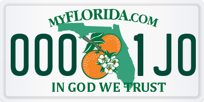 FL license plate 0001JO