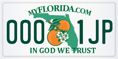FL license plate 0001JP