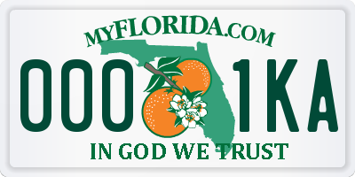 FL license plate 0001KA