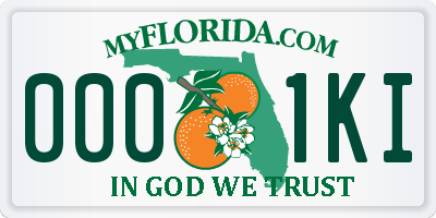 FL license plate 0001KI