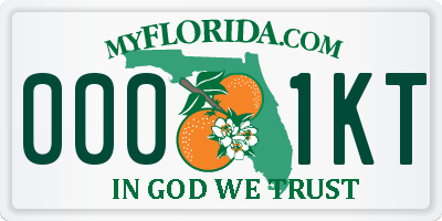 FL license plate 0001KT