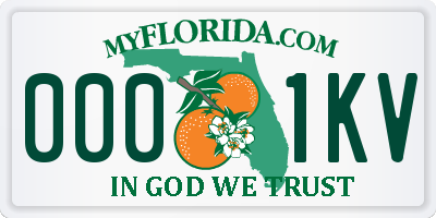 FL license plate 0001KV