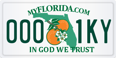FL license plate 0001KY