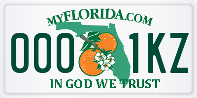 FL license plate 0001KZ