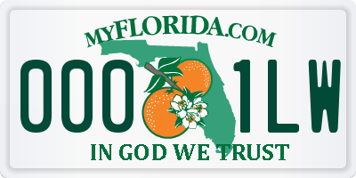 FL license plate 0001LW