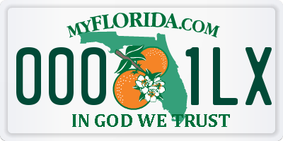 FL license plate 0001LX