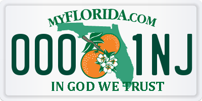 FL license plate 0001NJ