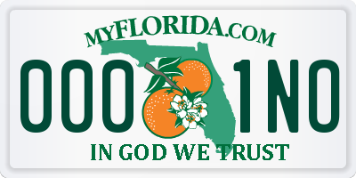 FL license plate 0001NO