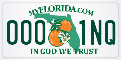 FL license plate 0001NQ