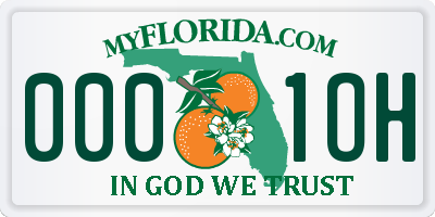 FL license plate 0001OH