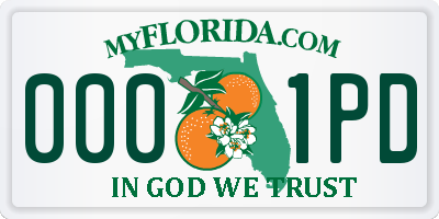 FL license plate 0001PD