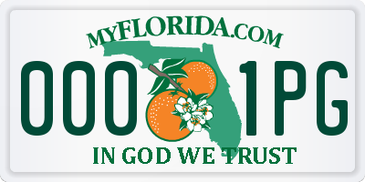 FL license plate 0001PG