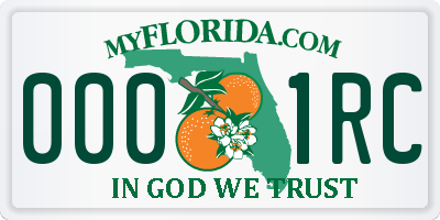 FL license plate 0001RC