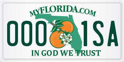 FL license plate 0001SA