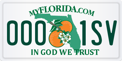 FL license plate 0001SV
