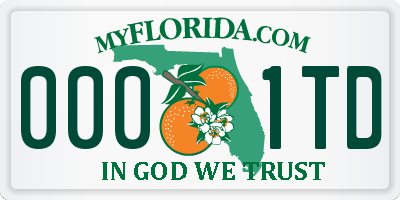 FL license plate 0001TD