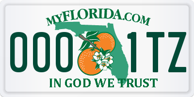 FL license plate 0001TZ
