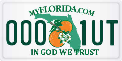 FL license plate 0001UT