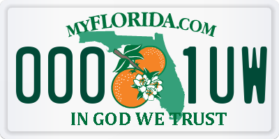 FL license plate 0001UW