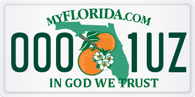 FL license plate 0001UZ