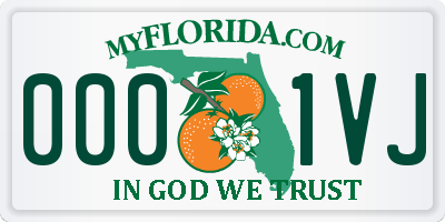 FL license plate 0001VJ