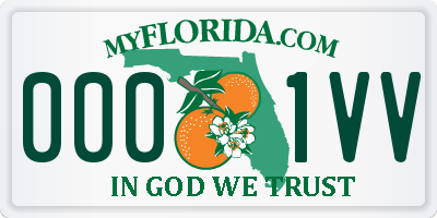 FL license plate 0001VV