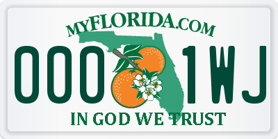 FL license plate 0001WJ