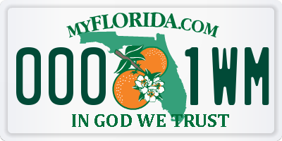 FL license plate 0001WM